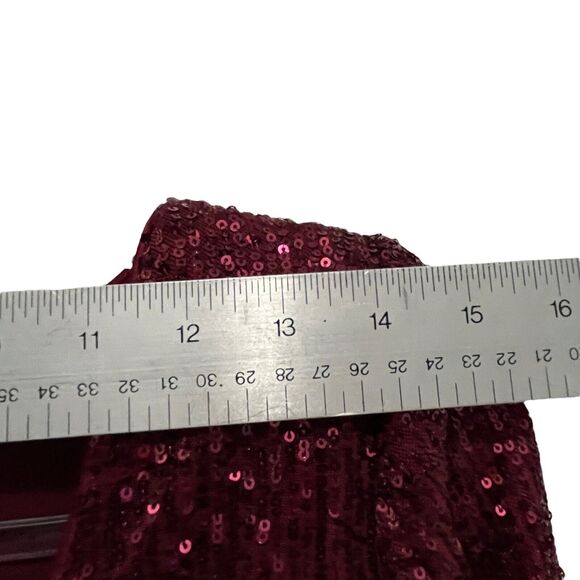 Eliza J Sequined Gown Dress Cranberry Red Christmas Women Size 8 Long Sleeve - Picture 9 of 14